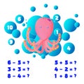 Math educational game Counting game for kids The Theme Of Mermaids vector illustration