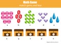 Math educational game for children. Matching mathematics activity. Counting game for kids