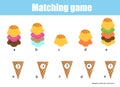 Math educational game for children. Matching mathematics activity. Counting game for kids