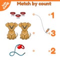 Match by count math game for kids cartoon dogs