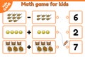 Math educational kids game with cartoon cats