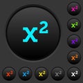 Math exponentiation dark push buttons with color icons Royalty Free Stock Photo