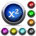 Math exponentiation round glossy buttons Royalty Free Stock Photo