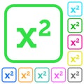 Math exponentiation vivid colored flat icons Royalty Free Stock Photo