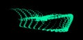 Math flow template for presentation. Light-emitting lines highlighting regularity space of particles. Ordered sinusoidal science.