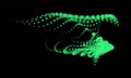 Math flow template for presentation. Light-emitting lines highlighting regularity space of particles. Ordered sinusoidal science.