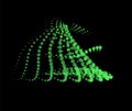 Math flow template for presentation. Light-emitting lines highlighting regularity space of particles. Ordered sinusoidal science.