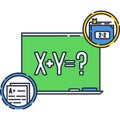 Math formula on blackboard vector equation icon