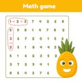 Math game. Addition, subtraction. Worksheet for kids preschool and school age