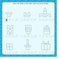 Math game for children. count how many parts are in each tower. color the correct answer