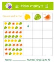 A game for children. How many? Developing numeracy skills.