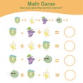 Fruit Counting Math Worksheet. Math Worksheet for Preschool.