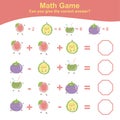 Fruit Counting Math Worksheet. Math Worksheet for Preschool.