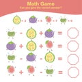 Fruit Counting Math Worksheet. Math Worksheet for Preschool.