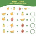 Fruit Counting Math Worksheet. Math Worksheet for Preschool.