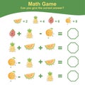 Fruit Counting Math Worksheet. Math Worksheet for Preschool.