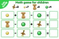 Math game for kids cartoon puppy and dog toys Royalty Free Stock Photo