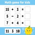Math game for kids. Education developing worksheet. Activity page with pictures. Game for children. Color isolated vector Royalty Free Stock Photo