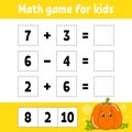 Math game for kids. Education developing worksheet. Activity page with pictures. Game for children. Color isolated vector Royalty Free Stock Photo
