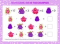 Math game for kids. Addition and subtraction. Royalty Free Stock Photo
