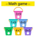 Math game for kids. Number range up to 20. Developing numeracy skills. Vector.