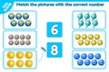 Math game Match space objects with correct number