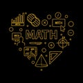 Math Heart vector concept outline banner - Math heart-shaped illustration Royalty Free Stock Photo