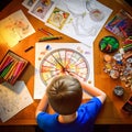 Math Homework for Children, Top Shot. Generative ai Royalty Free Stock Photo