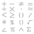 Math icon vector set. mathematical calculations symbol illustration collection. Royalty Free Stock Photo