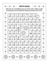 Math maze with addition facts for numbers up to 50