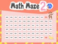 Math Maze is a mini game for children. Cartoon style. Vector illustration.