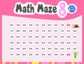 Math Maze is a mini game for children. Cartoon style. Vector illustration.