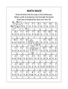 Math maze with multiplication facts for numbers up to 100