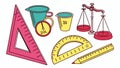 Math and measurement tools: ruler, protractor, scales, vector design Generative AI Royalty Free Stock Photo