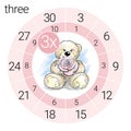 Math multiplication circle with teddy bear Royalty Free Stock Photo