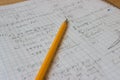 Math Notebook Open Messy Handwriting With Pencil Royalty Free Stock Photo