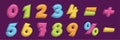 Math numbers and symbols set. Cute school mathematics elements for children vector illustration. Colorful numerical Royalty Free Stock Photo