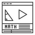 Math Online Video vector online class learning concept line icon