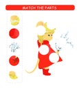 Matching children educational game. Match parts of cartoon mouse. Activity for kids and toddlers.