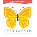 Math puzzle game for children. We cut and collect. Account pinning up to 10. Butterfly