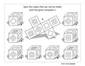 Math puzzle suitable both for kids and adults: Spot the cubes that can not be made with the given template or net 1.