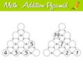 Math Pyramid Game 0-30. Educational a mathematical game. Beginner level. Mathematical puzzle