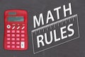 Math Rules word message on old grunge black chalkboard Royalty Free Stock Photo