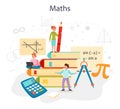 Math school subject. Learning mathematics, geometry and algebra