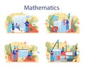 Math school subject set. Learning mathematics, idea of education and
