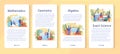 Math school subject web banner or landing page set. Learning