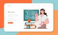 Math school subject web banner or landing page. Students studying Royalty Free Stock Photo