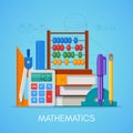 Math science education concept vector poster in flat style design Royalty Free Stock Photo