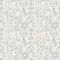 Math seamless pattern with drawn geometric figures