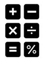 Math signs icons isolated on white background. Math buttons. Education. Science